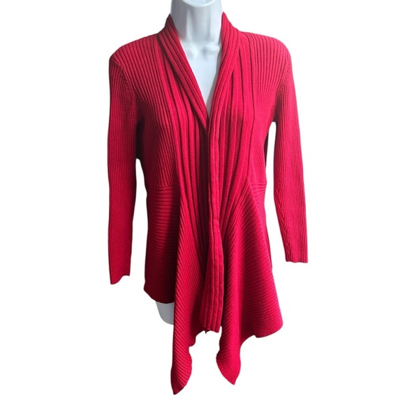 Red Open-Front Women's Cardigan - Picture 1 of 6